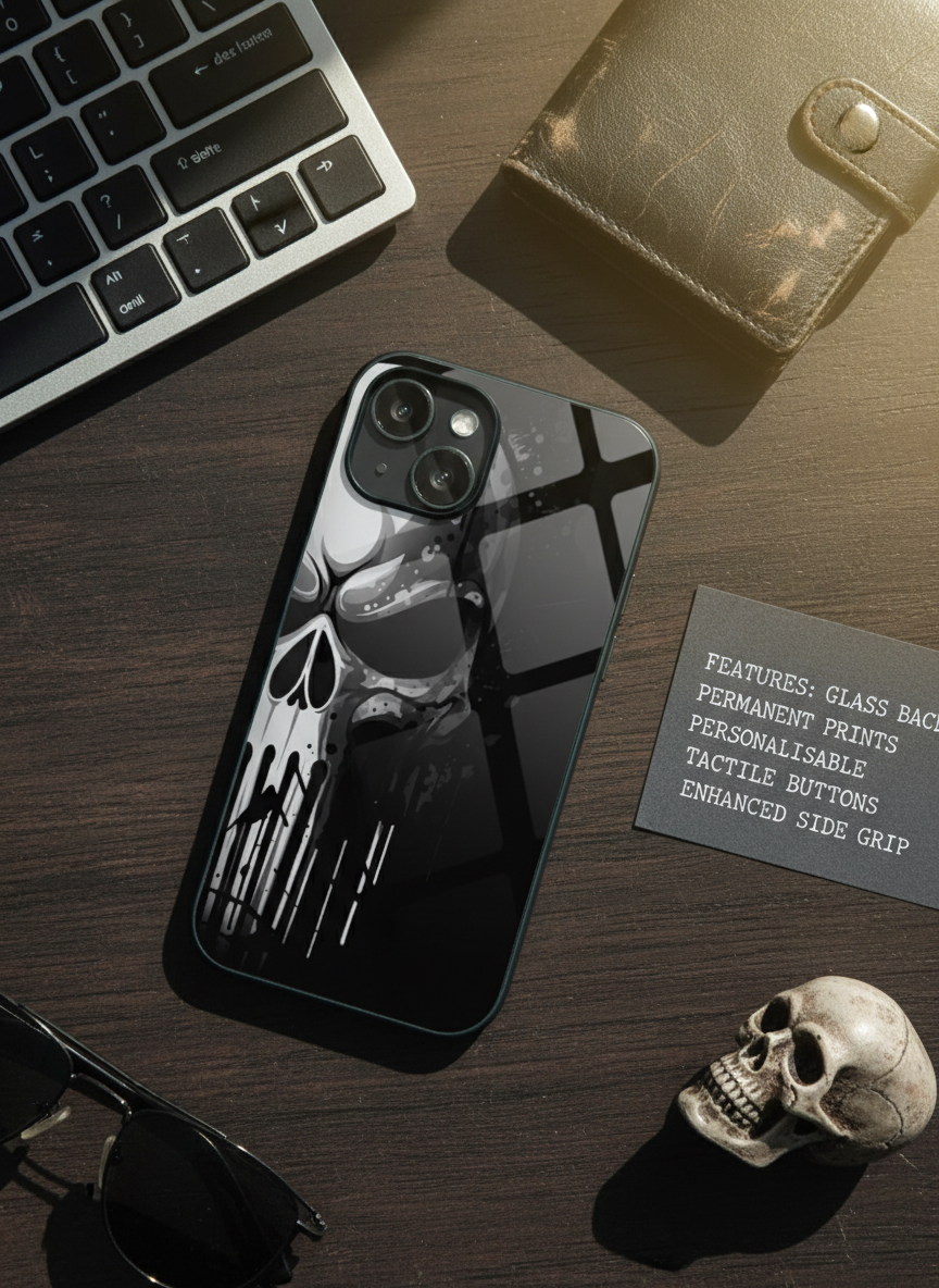 Deathmark Premium Glass Back Cover For iPhone 11-17 Models