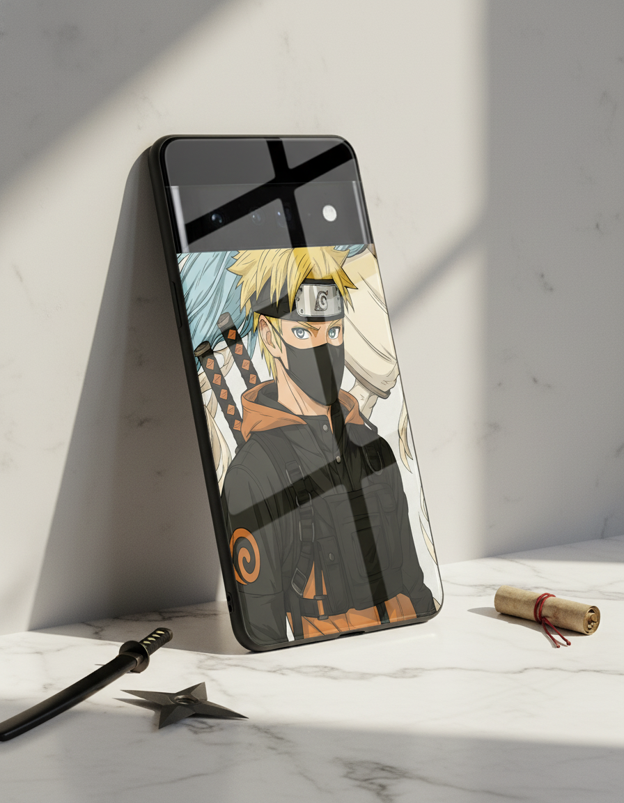 Stealthy Naruto Premium Glass Back Cover For Google Pixel 7,8,9,10 Series