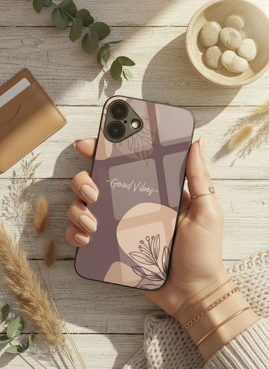 Calm Aura Premium Glass Back Cover For iPhone 11-17 Models