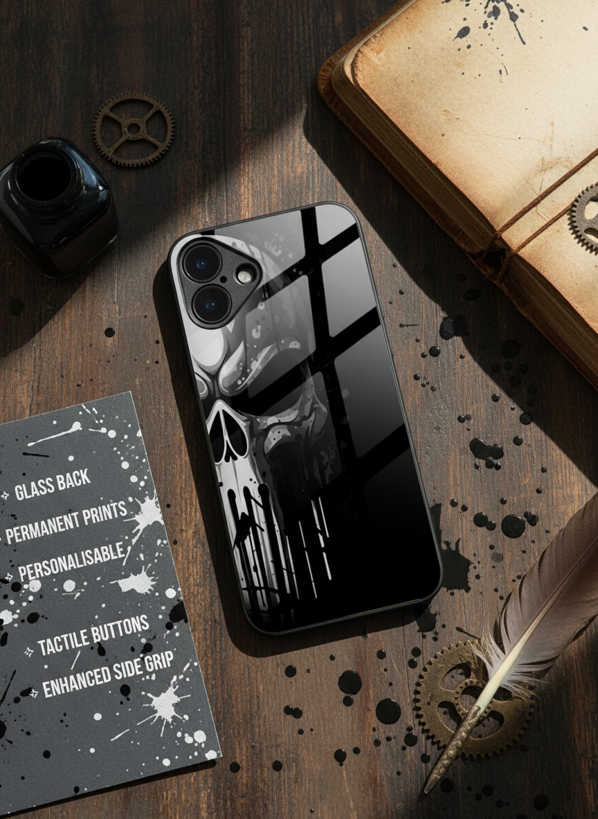 Deathmark Premium Glass Back Cover For iPhone 11-17 Models