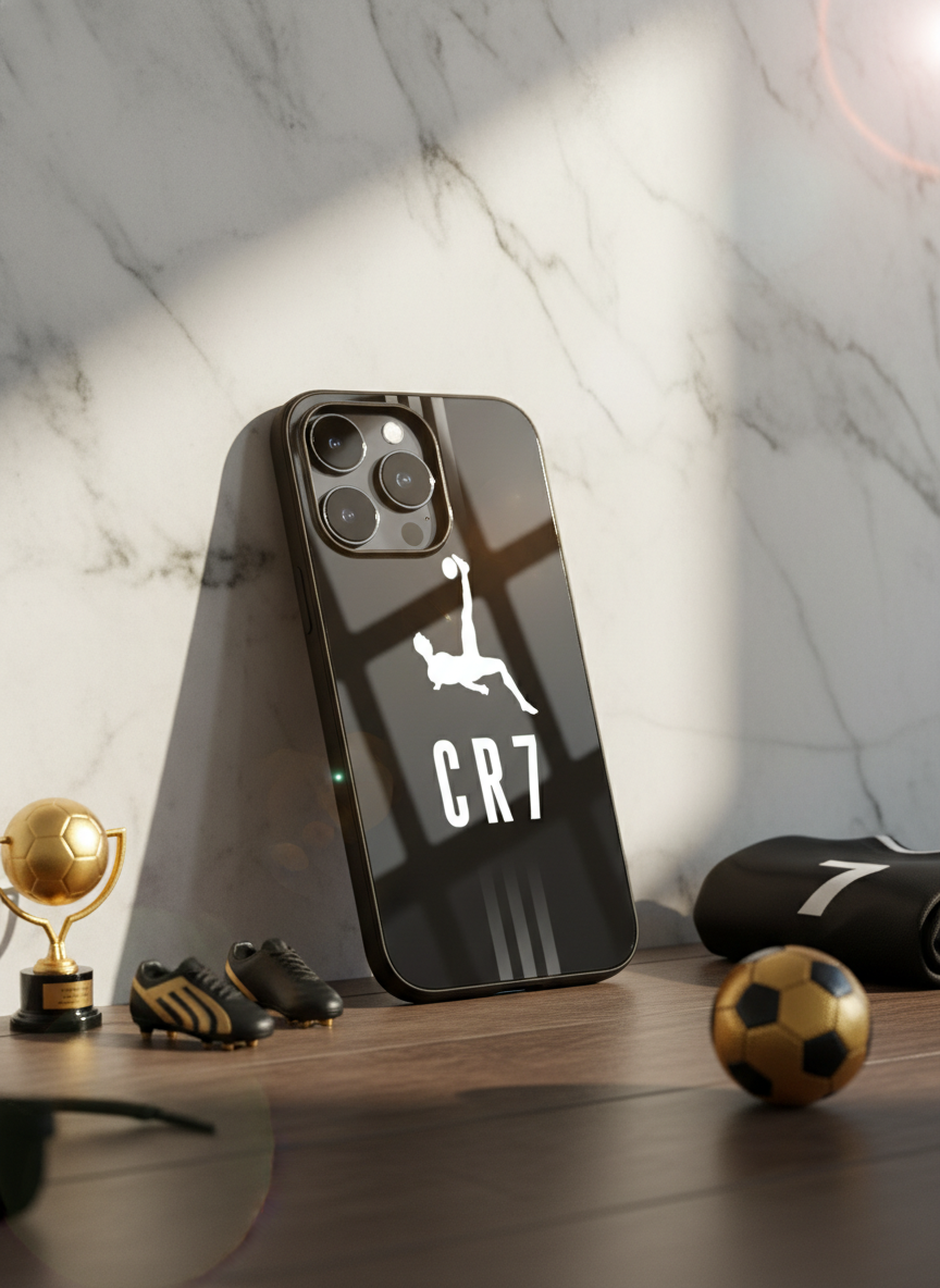 CR7 Legacy Premium Glass Back Cover For iPhone 11-17 Models