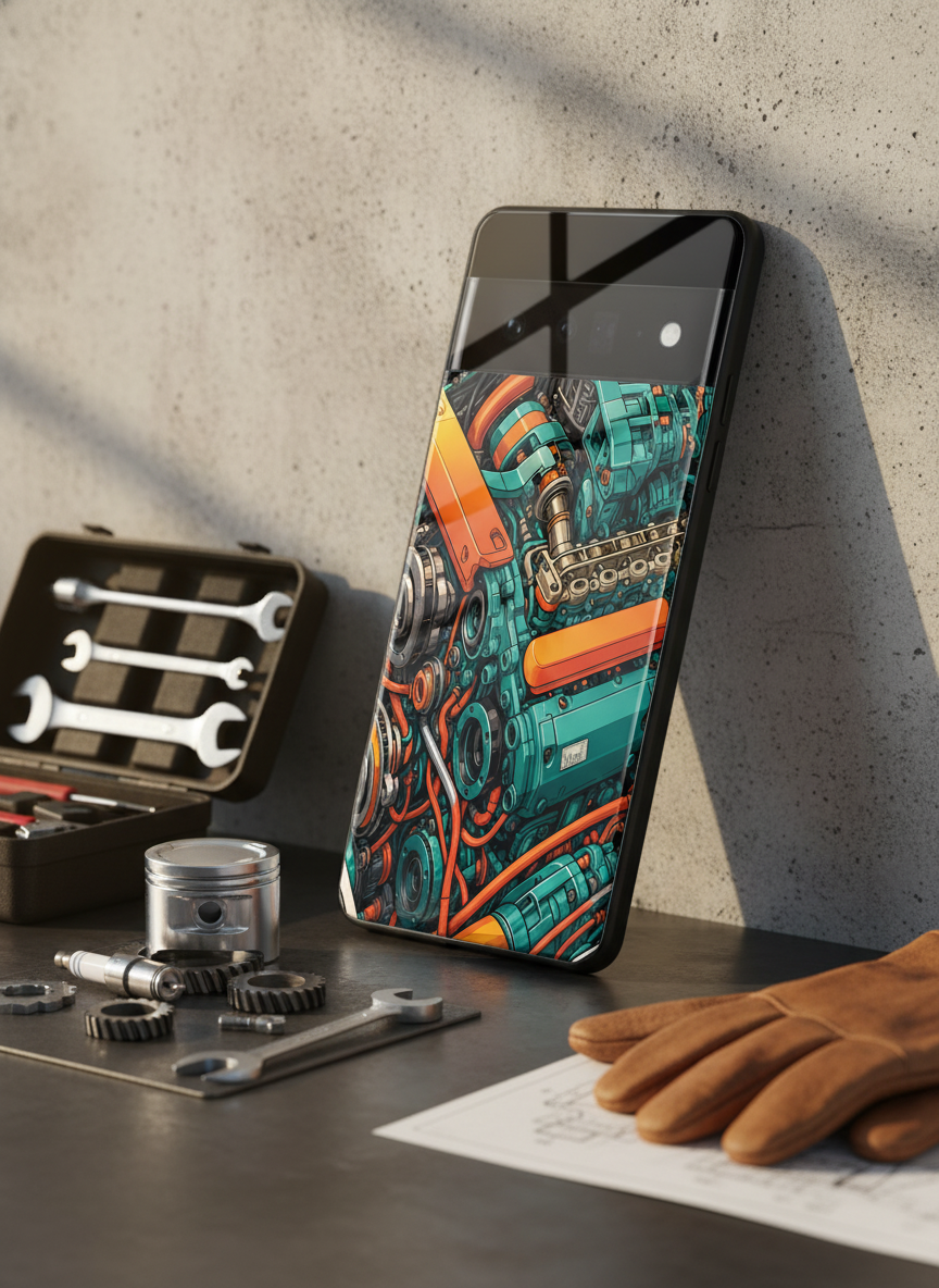 Aesthetic Engine-ry Premium Glass Back Cover For Google Pixel 7,8,9,10 Series