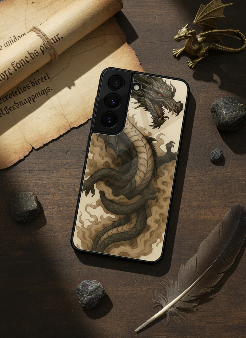 Dragon Premium Glass Back Cover For Galaxy S, A, M & F Series