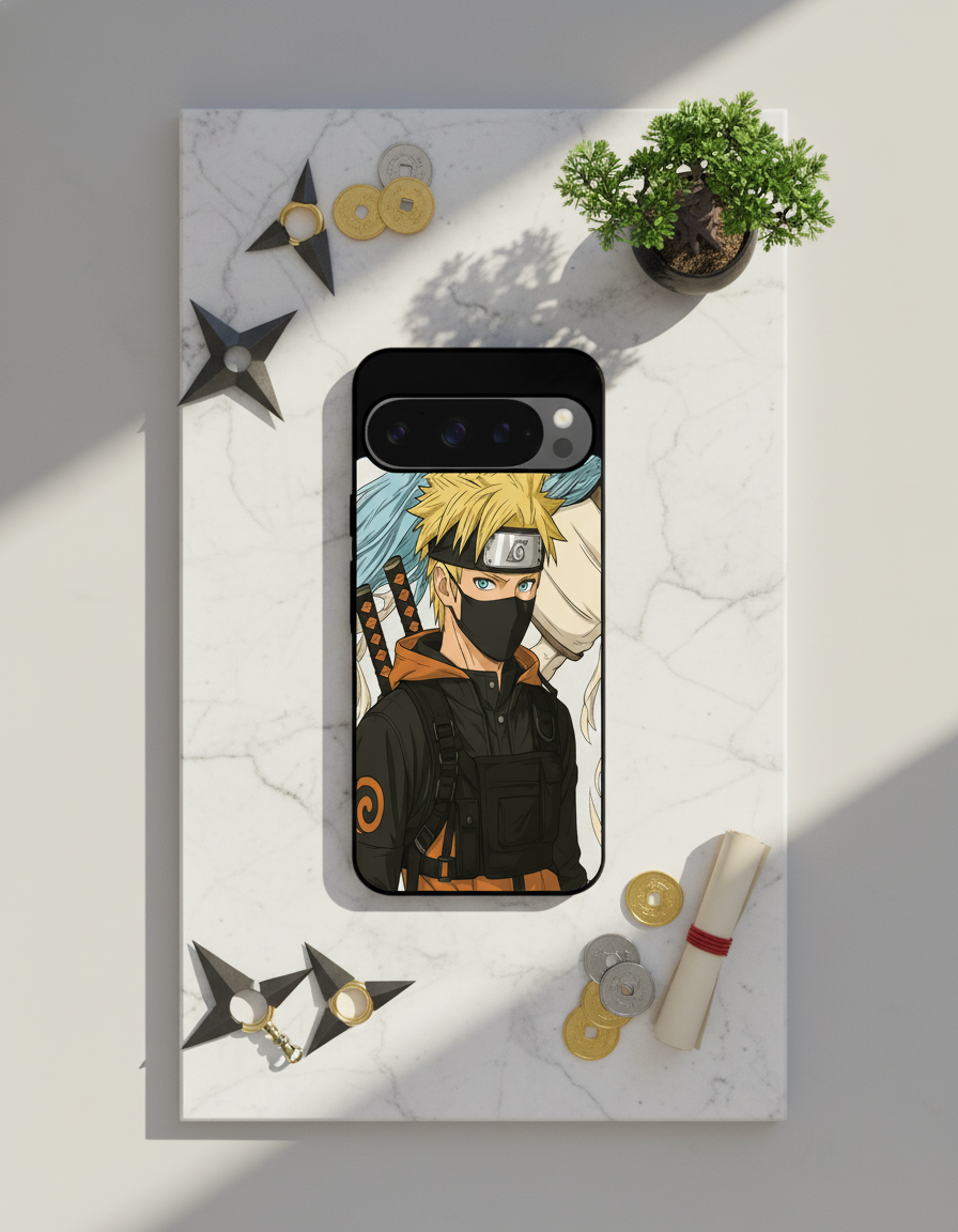 Stealthy Naruto Premium Glass Back Cover For Google Pixel 7,8,9,10 Series