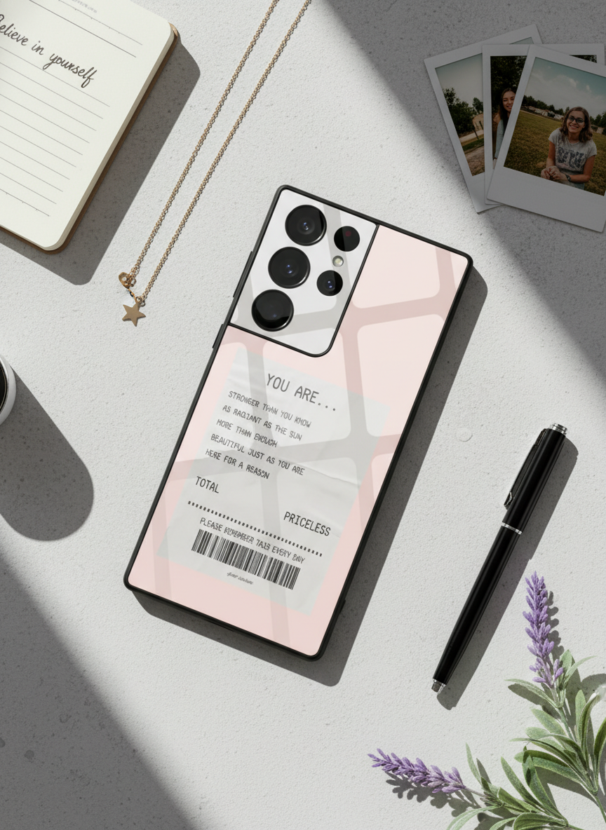 You Are Enough Premium Glass Back Cover For Galaxy S, A, M & F Series