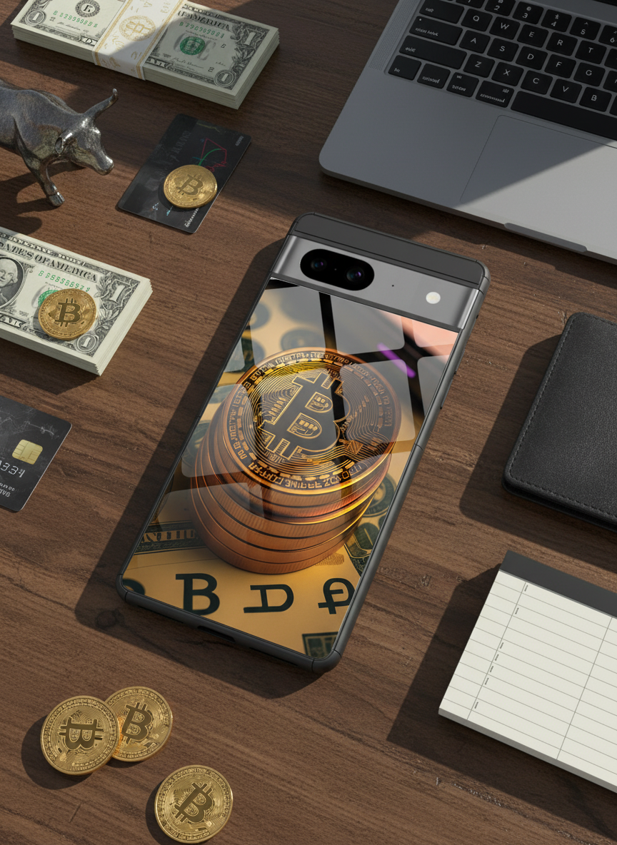 Bitcoin Blaze Premium Glass Back Cover For Google Pixel 7,8,9,10 Series