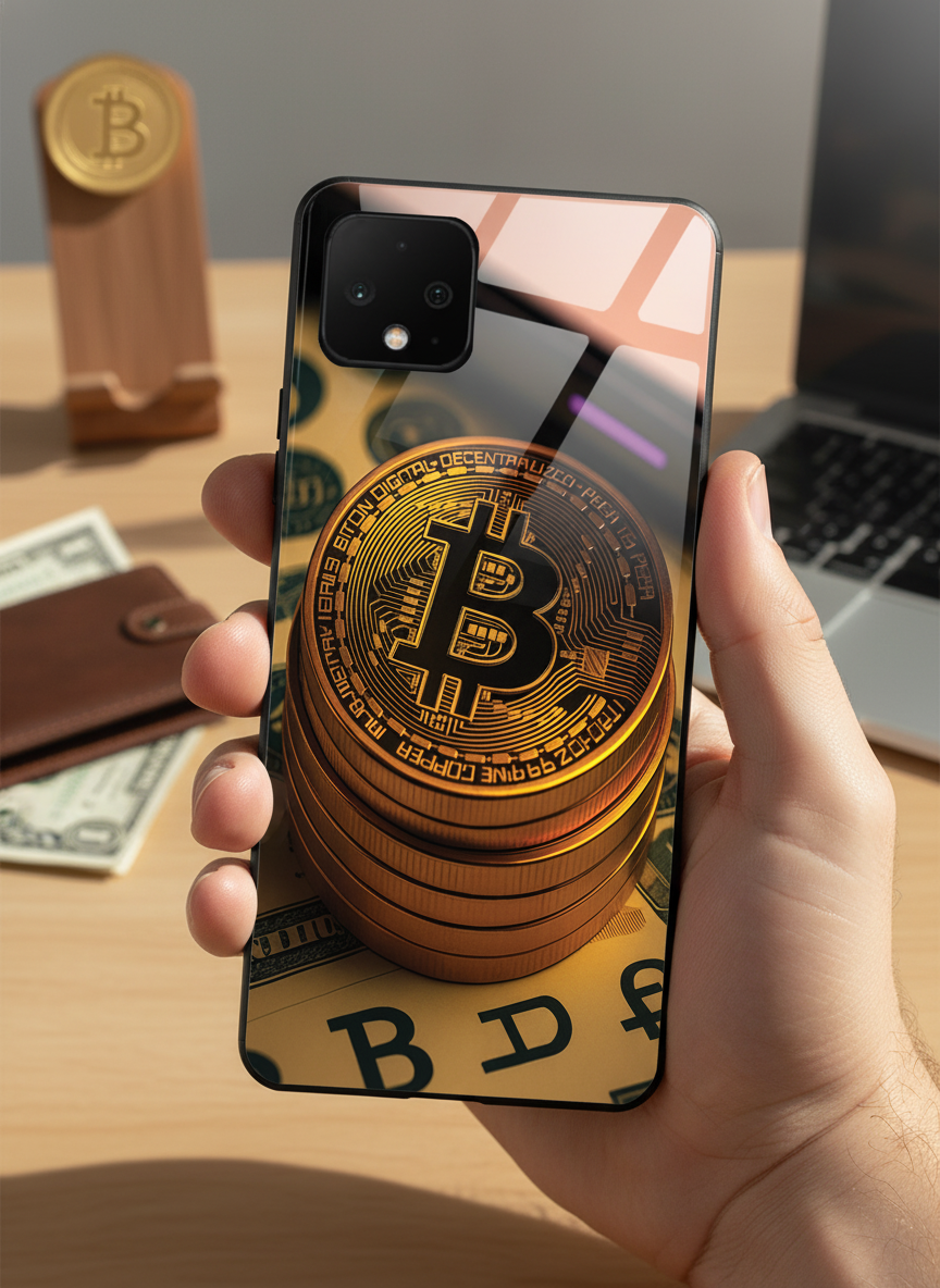 Bitcoin Blaze Premium Glass Back Cover For Google Pixel 7,8,9,10 Series