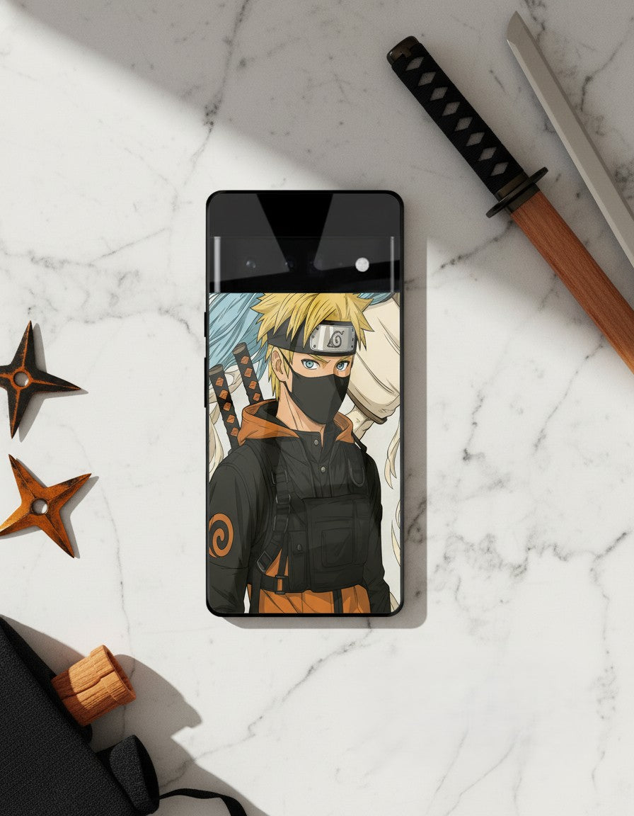 Stealthy Naruto Premium Glass Back Cover For Google Pixel 7,8,9,10 Series