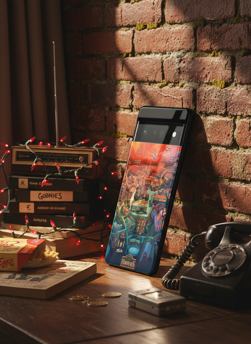 STRANGER THINGS- Hawkins Cinematic Map Premium Glass Back Cover For Google Pixel 7,8,9,10 Series