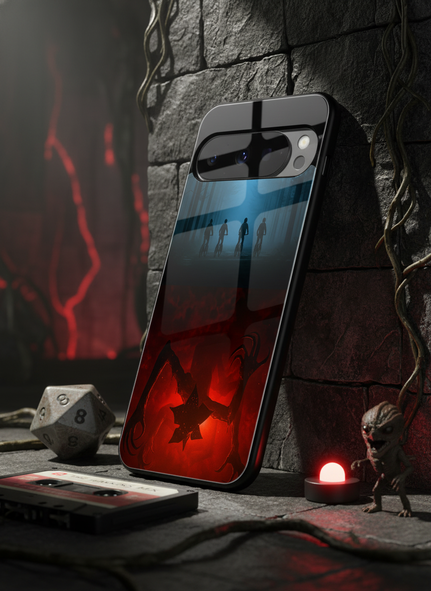 STRANGER THINGS- ShadowSplit Premium Glass Back Cover For Google Pixel 7,8,9,10 Series