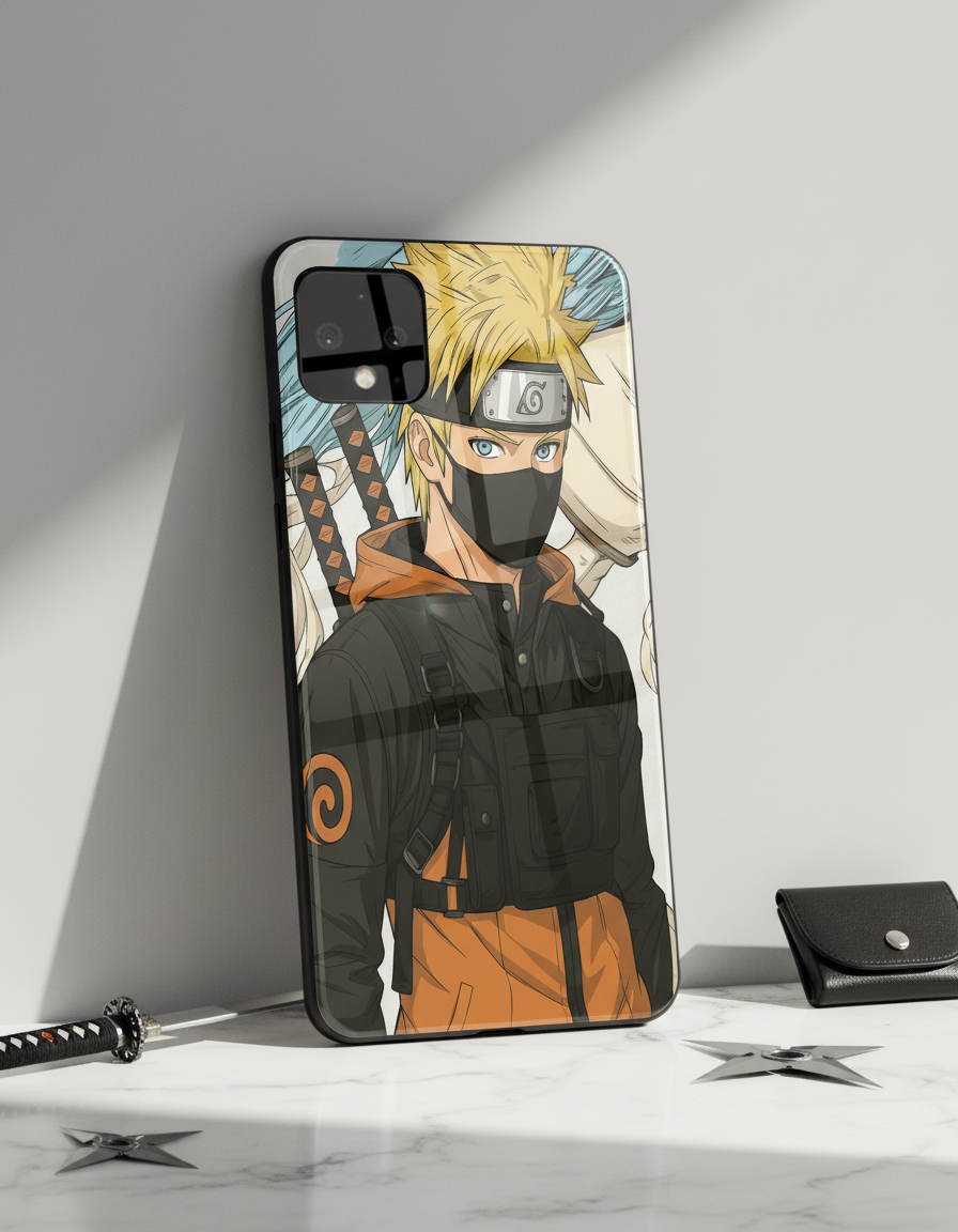 Stealthy Naruto Premium Glass Back Cover For Google Pixel 7,8,9,10 Series