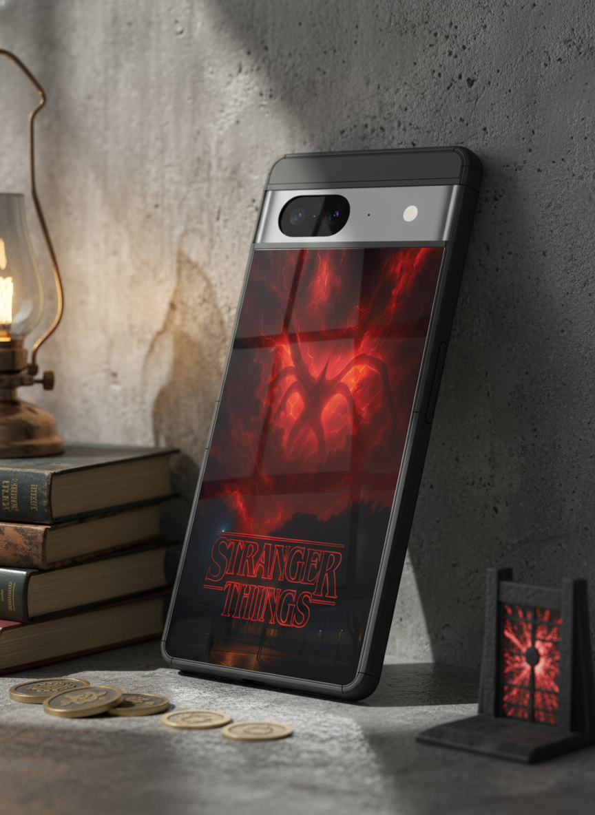 STRANGER THINGS- The Dark Overlord Premium Glass Back Cover For Google Pixel 7,8,9,10 Series