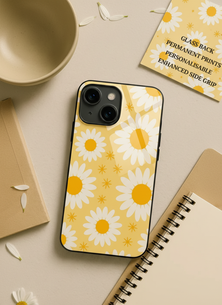 Golden Glow Premium Glass Back Cover For iPhone 11-17 Models