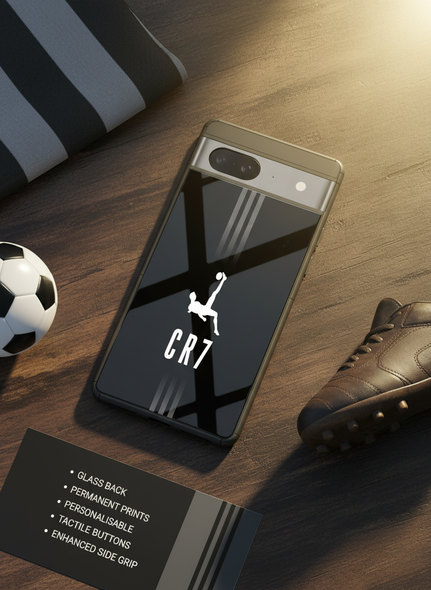 CR7 legacy Premium Glass Back Cover For Google Pixel 7,8,9,10 Series