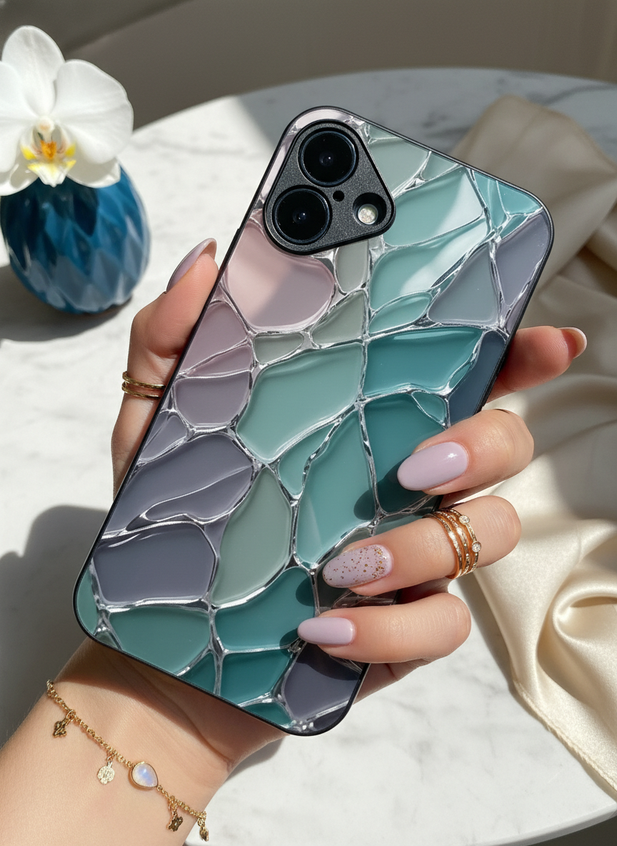 Ocean Glaze Premium Glass Back Cover For iPhone 11-17 Models