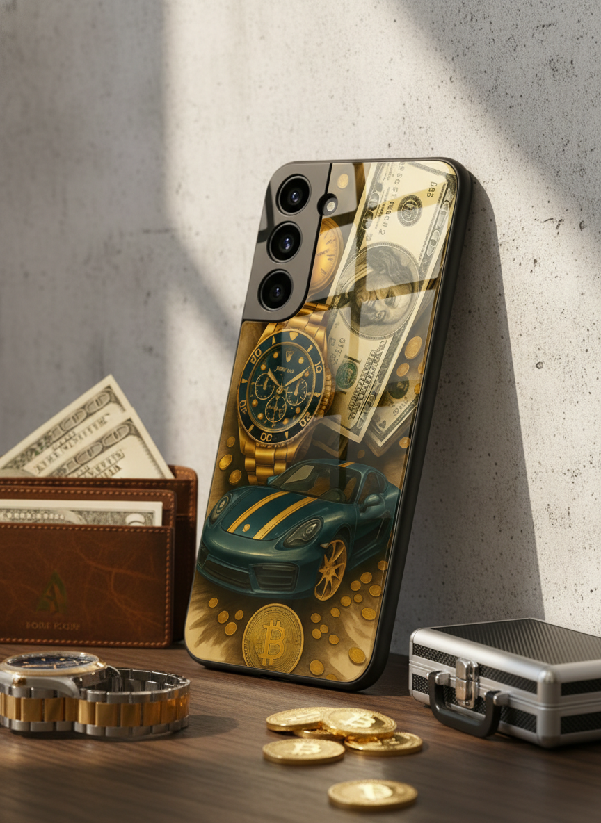 Crypto King Premium Glass Back Cover For Galaxy S, A, M & F Series