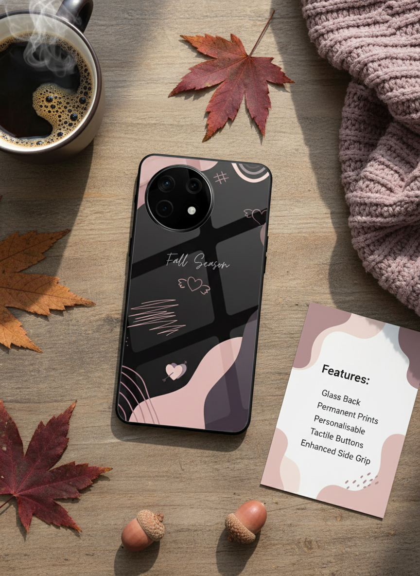 Autumn Heart Premium Glass Back Cover For One Plus 13, 12, 11, 10, Nord Series
