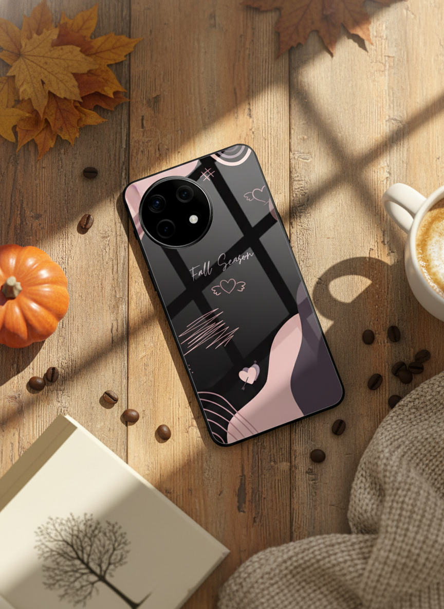 Autumn Heart Premium Glass Back Cover For One Plus 13, 12, 11, 10, Nord Series