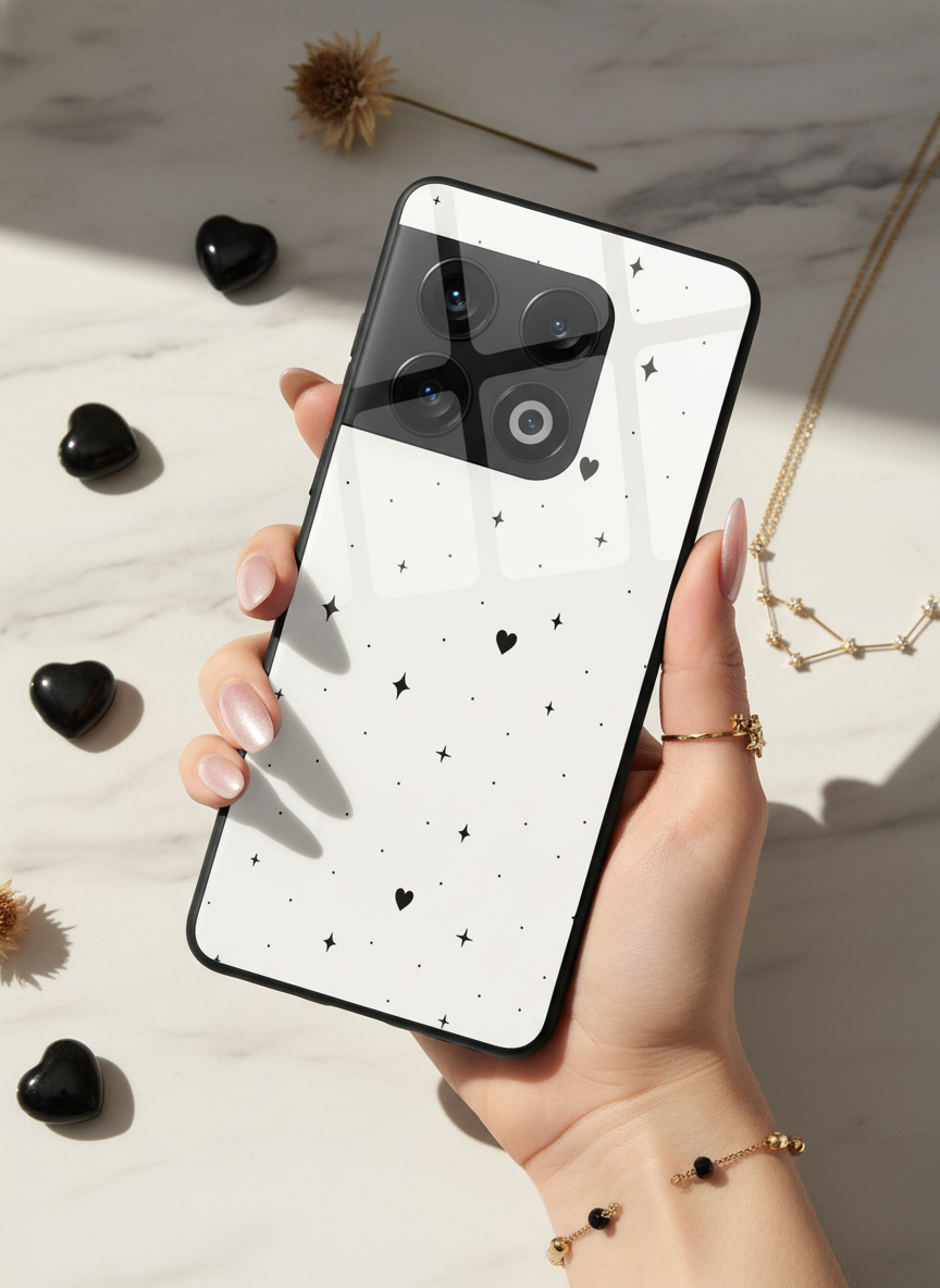 Minimal LOVE Premium Glass Back Cover For One Plus 13, 12, 11, 10, Nord Series