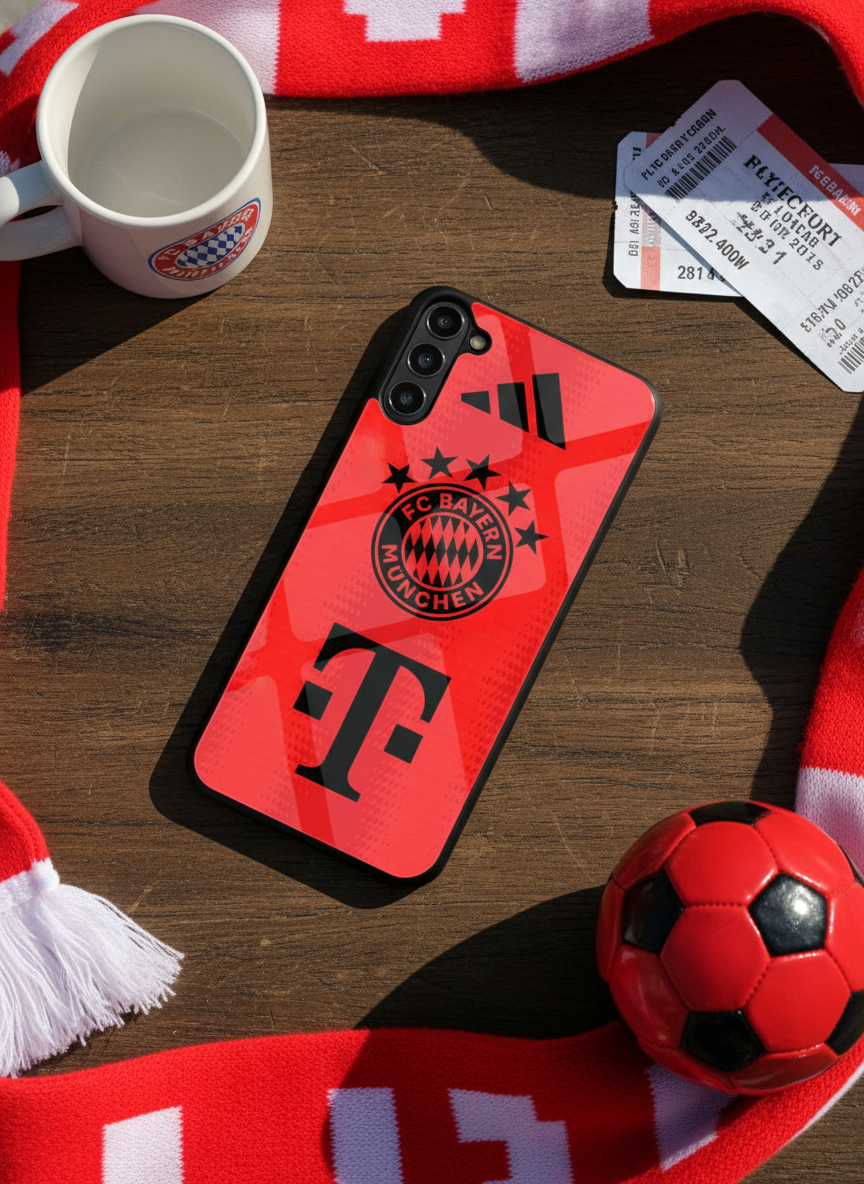 red armour Premium Glass Back Cover For Galaxy S, A, M & F Series