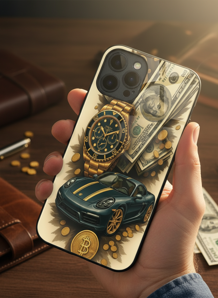 Crypto King Premium Glass Back Cover For iPhone 11-17 Models