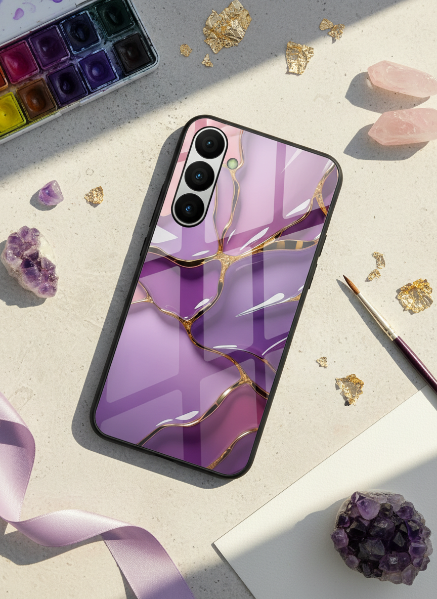 Amethyst Glaze Premium Glass Back Cover For Galaxy S, A, M & F Series
