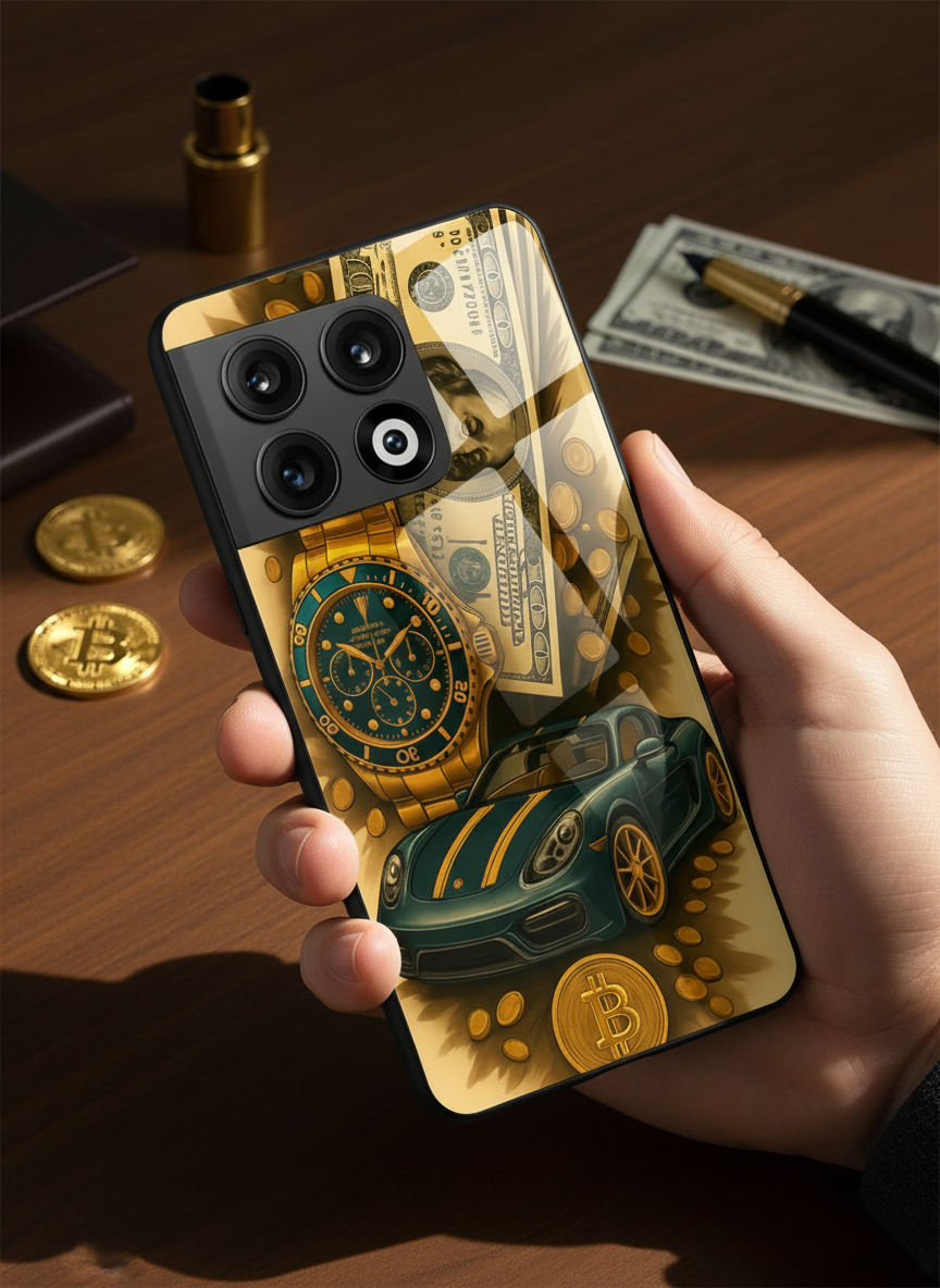Crypto King Premium Glass Back Cover For One Plus 13, 12, 11, 10, Nord Series