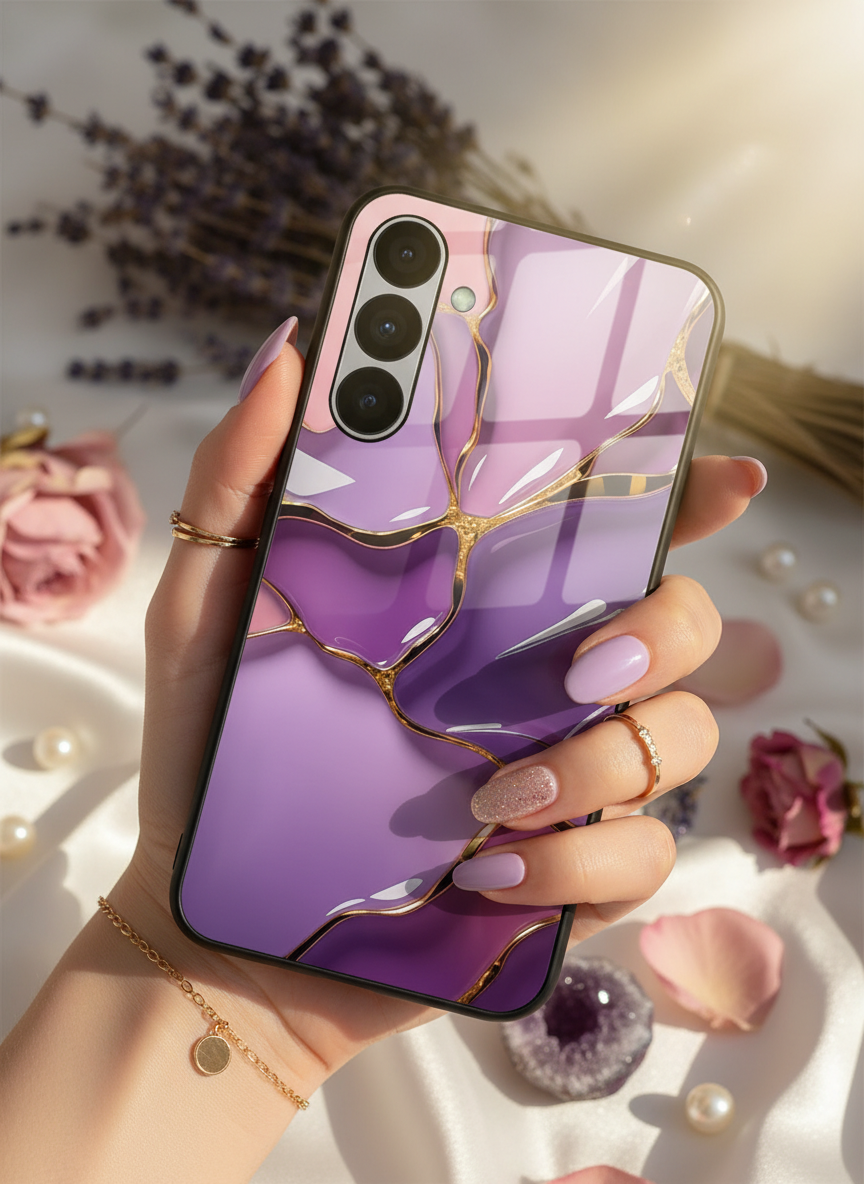 Amethyst Glaze Premium Glass Back Cover For Galaxy S, A, M & F Series