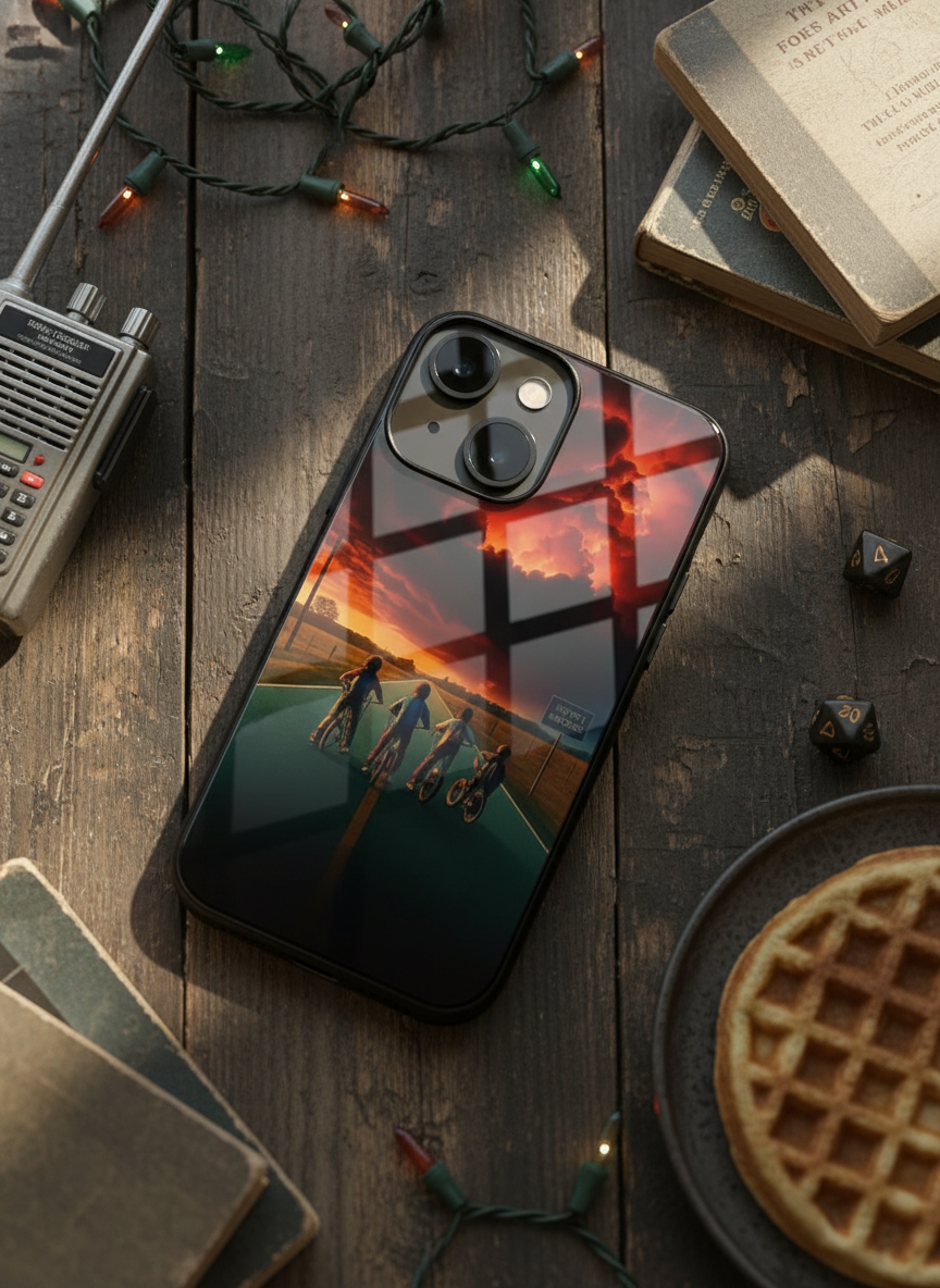STRANGER THINGS- The Four Riders Premium Glass Back Cover For iPhone 11-17 Models