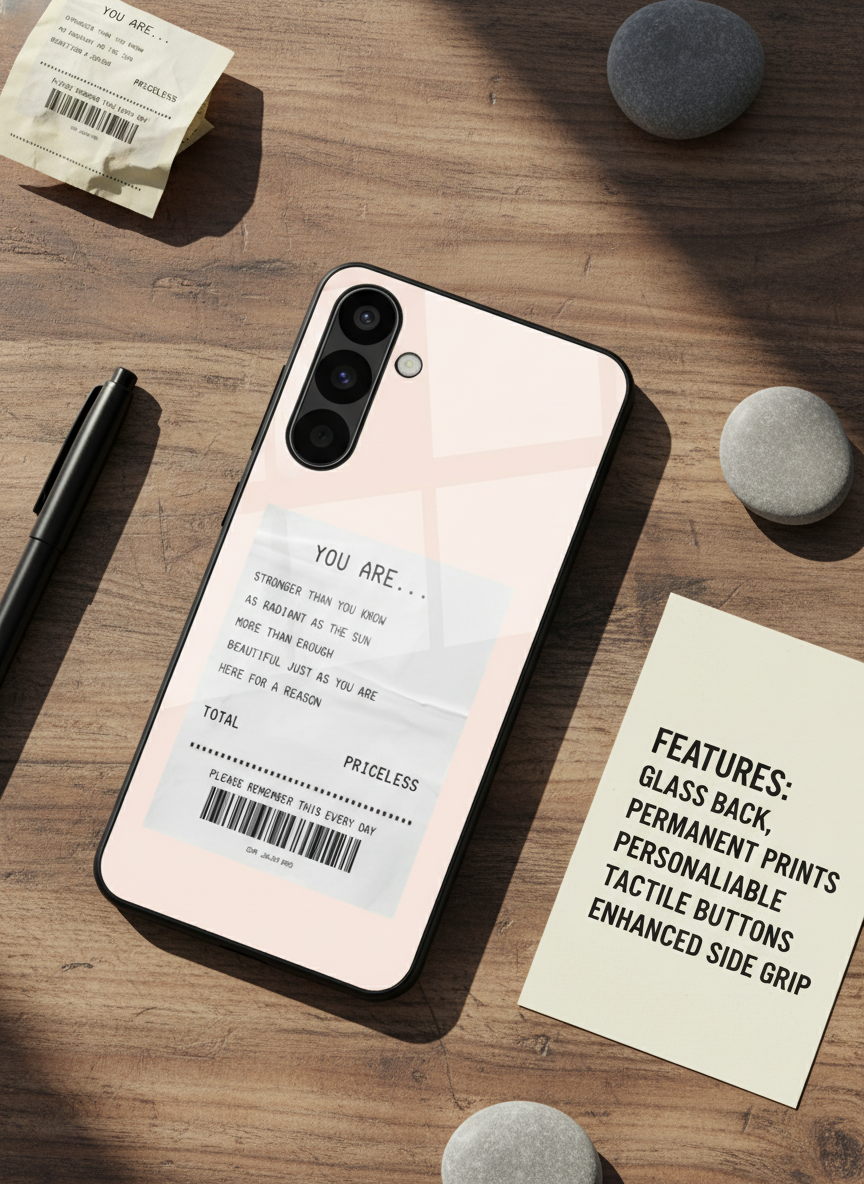 You Are Enough Premium Glass Back Cover For Galaxy S, A, M & F Series