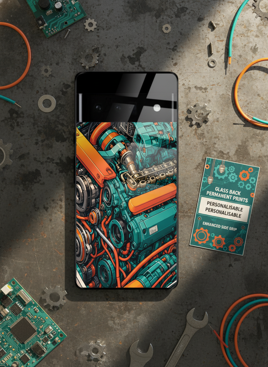Aesthetic Engine-ry Premium Glass Back Cover For Google Pixel 7,8,9,10 Series