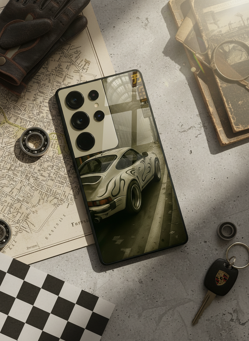 Urban Racer Premium Glass Back Cover For Galaxy S, A, M & F Series