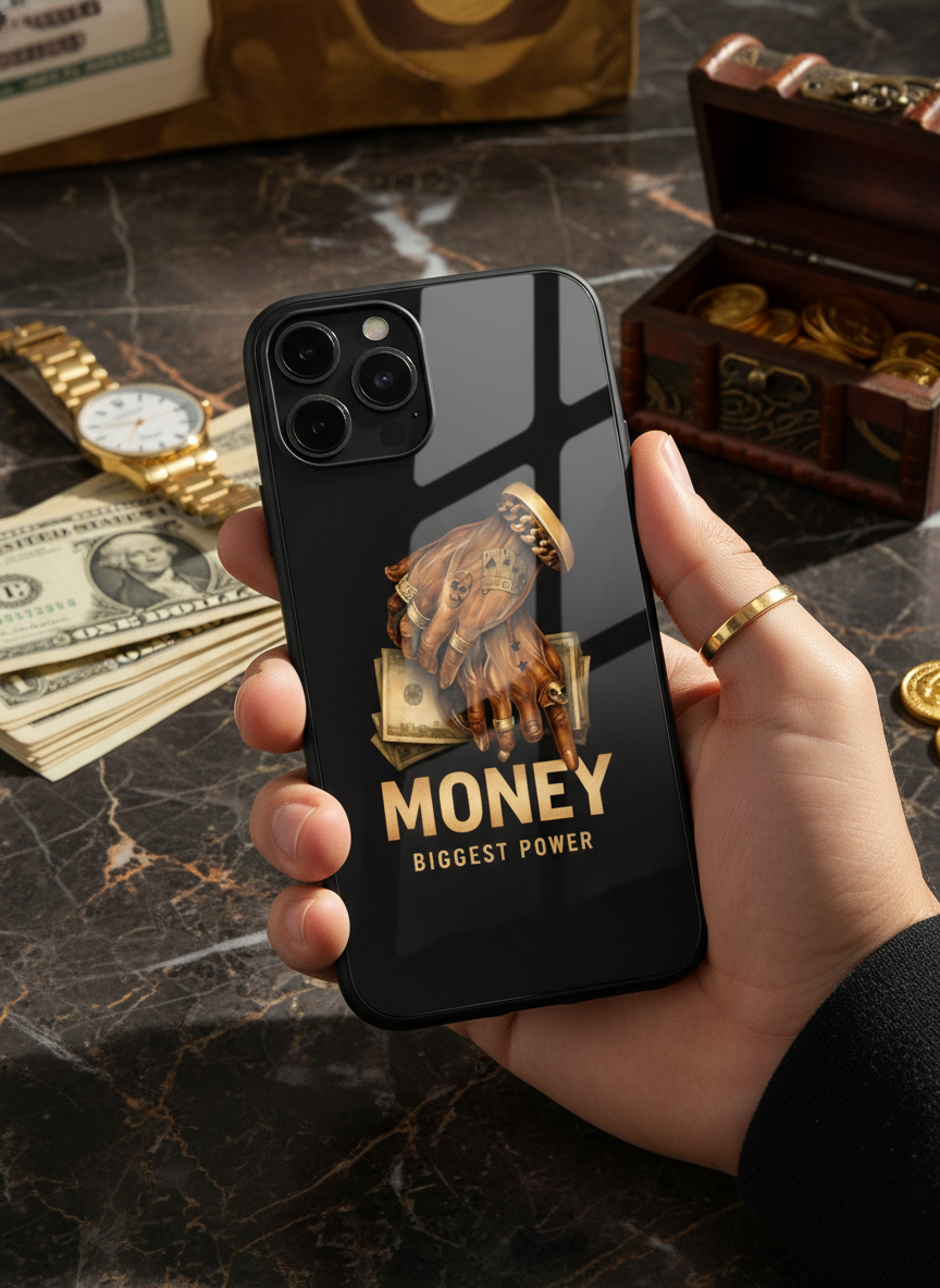 Cash Command Premium Glass Back Cover For iPhone 11-17 Models