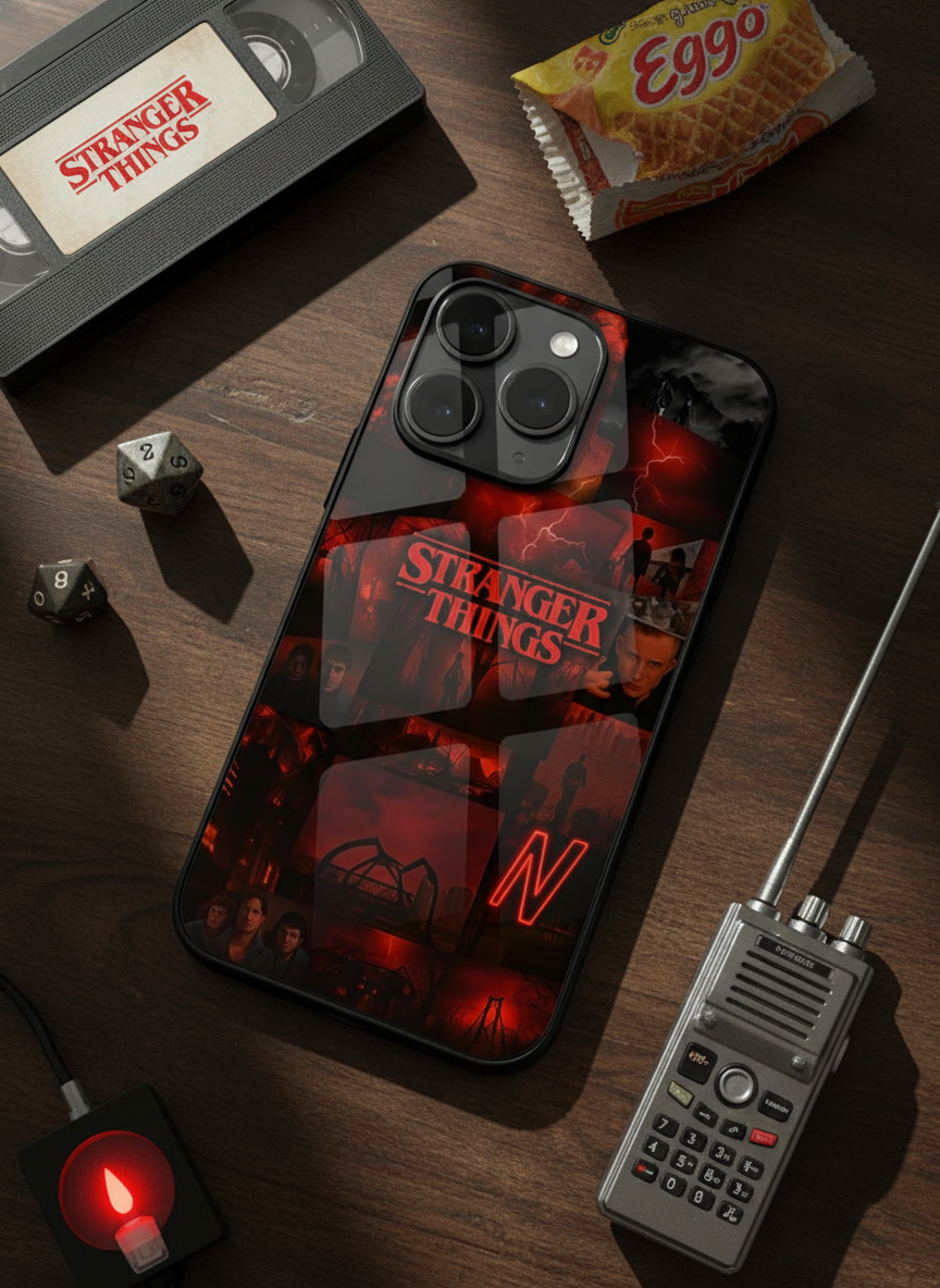 STRANGER THINGS- Red Realm Edit Premium Glass Back Cover For iPhone 11-17 Models