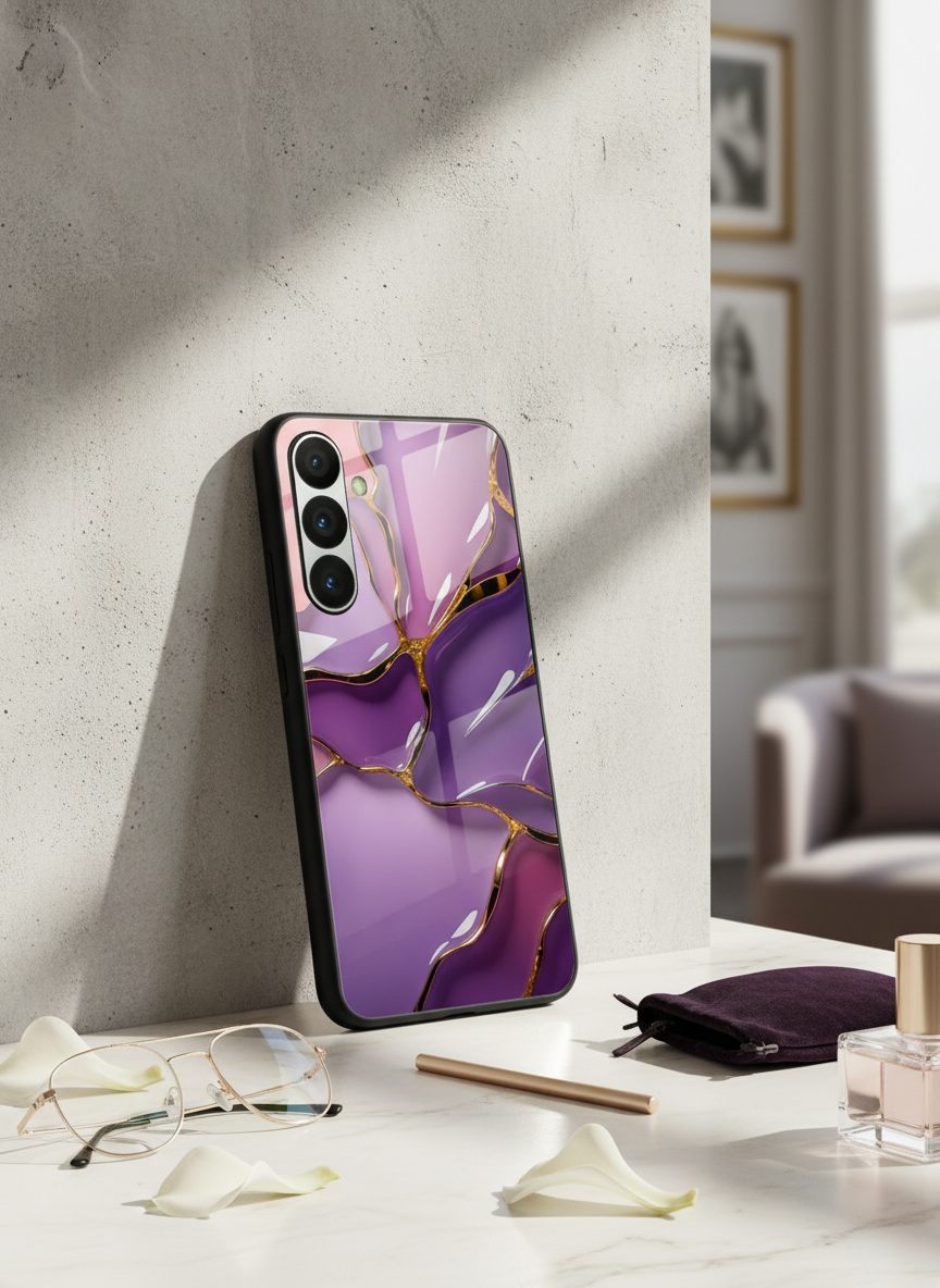 Amethyst Glaze Premium Glass Back Cover For Galaxy S, A, M & F Series