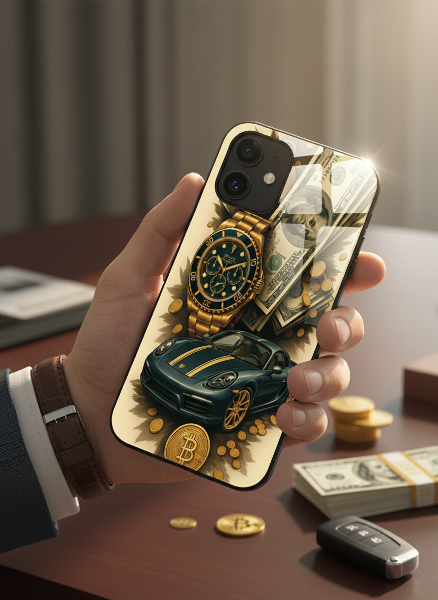Crypto King Premium Glass Back Cover For iPhone 11-17 Models