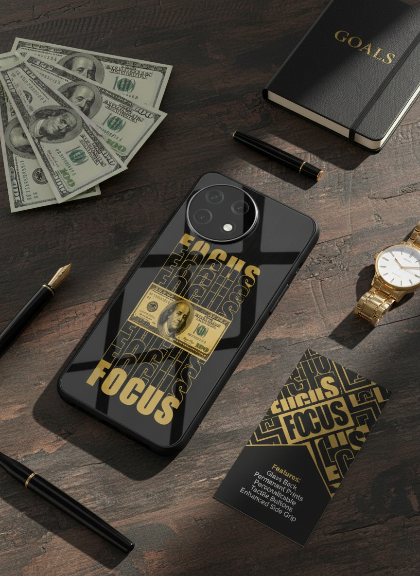 Level Up Focus Premium Glass Back Cover For One Plus 13, 12, 11, 10, Nord Series