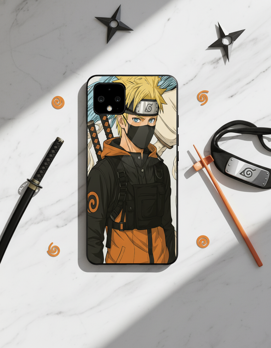 Stealthy Naruto Premium Glass Back Cover For Google Pixel 7,8,9,10 Series
