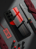 Katana Shot Abstract Premium Glass Back Cover For Galaxy S, A, M & F Series