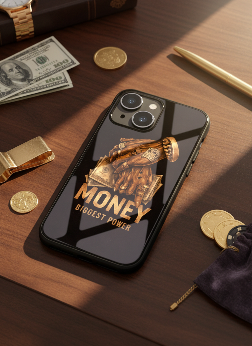 Cash Command Premium Glass Back Cover For iPhone 11-17 Models