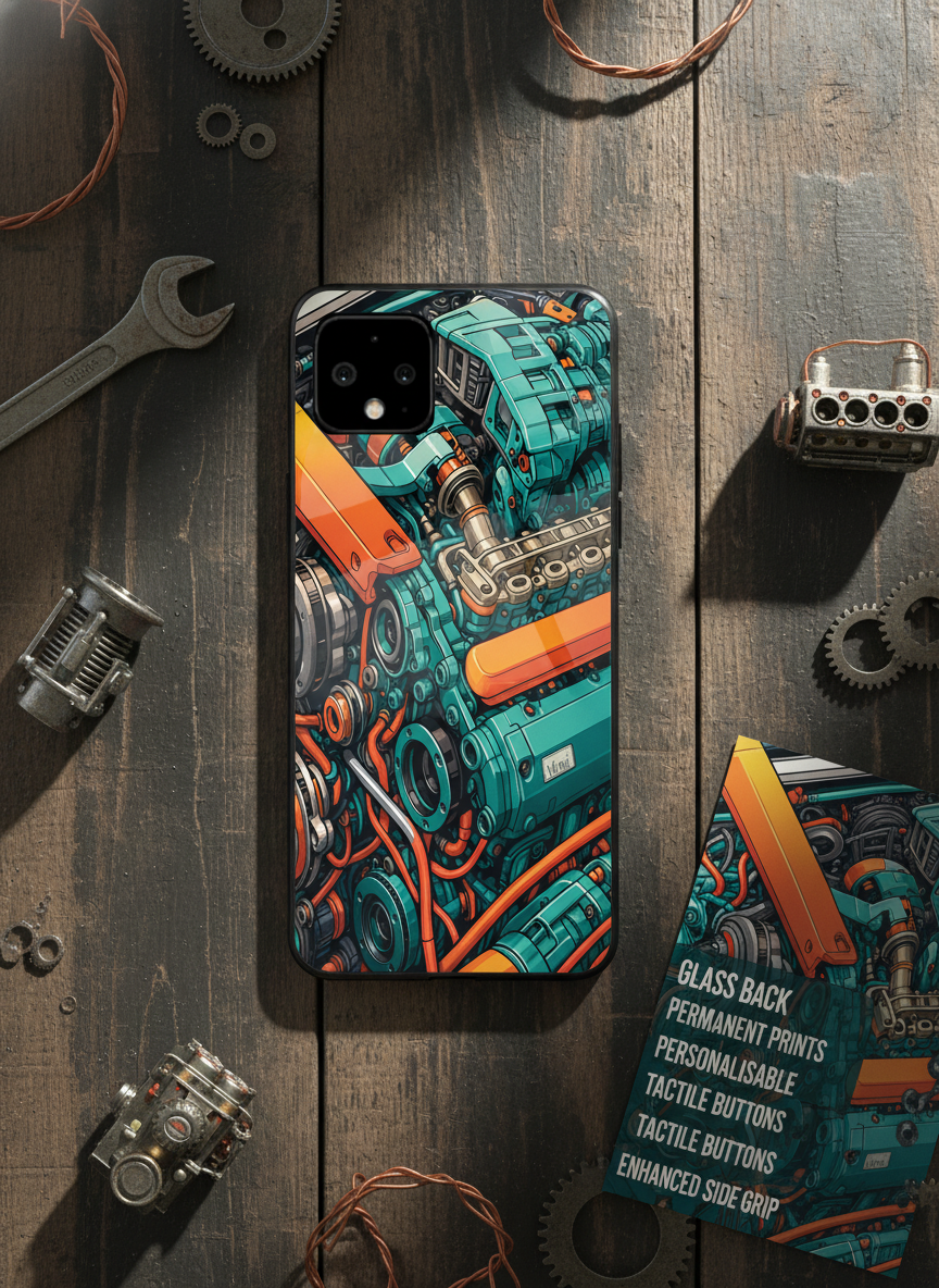 Aesthetic Engine-ry Premium Glass Back Cover For Google Pixel 7,8,9,10 Series