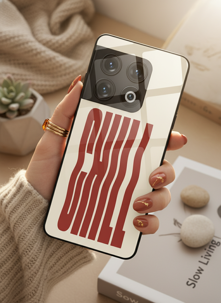 Stay Chill Glass Back Cover For One Plus 13, 12, 11, 10, Nord Series