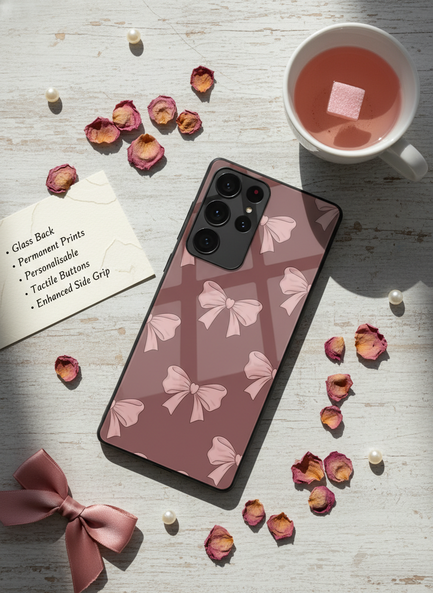Blush Knots Premium Glass Back Cover For Galaxy S, A, M & F Series