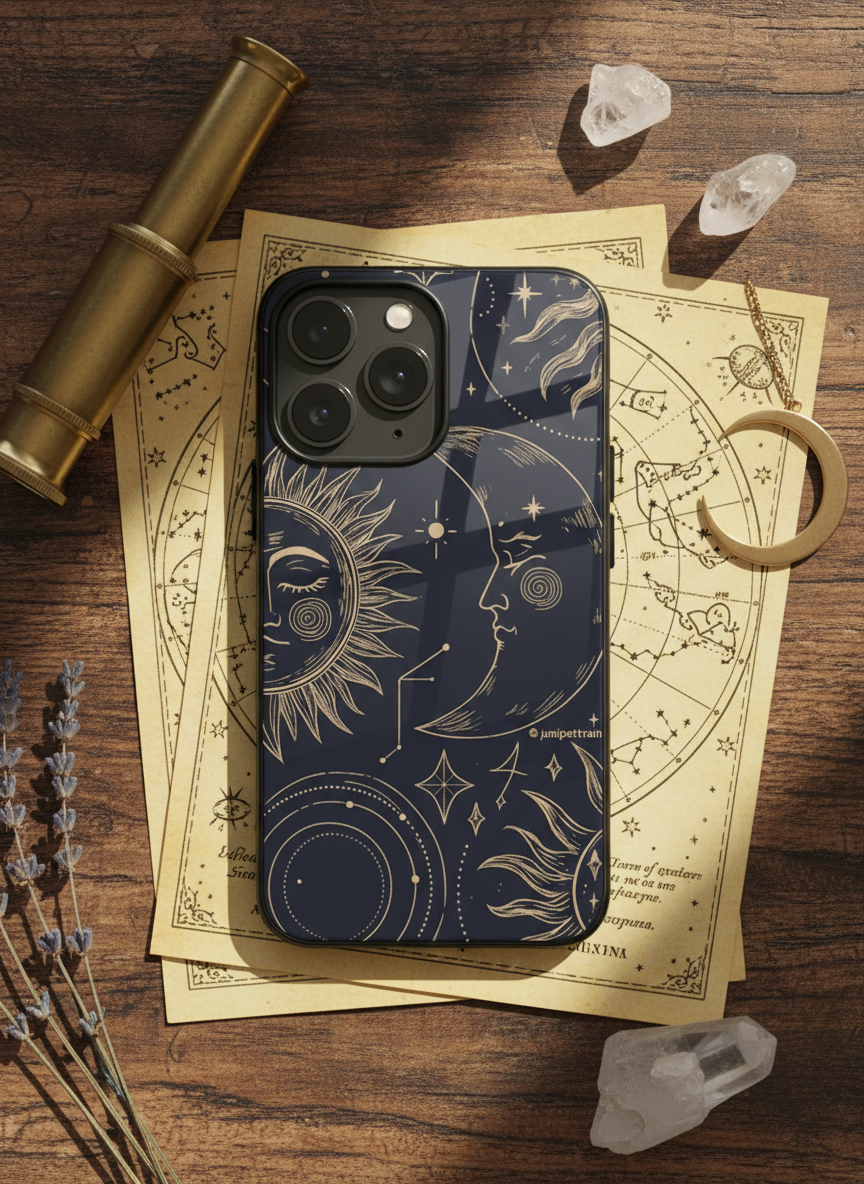 Celestial Dreams Premium Glass Back Cover For iPhone 11-17 Models