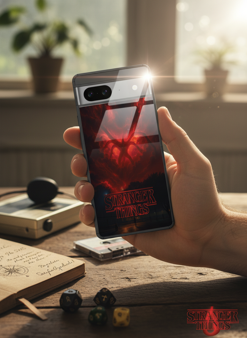 STRANGER THINGS- The Dark Overlord Premium Glass Back Cover For Google Pixel 7,8,9,10 Series