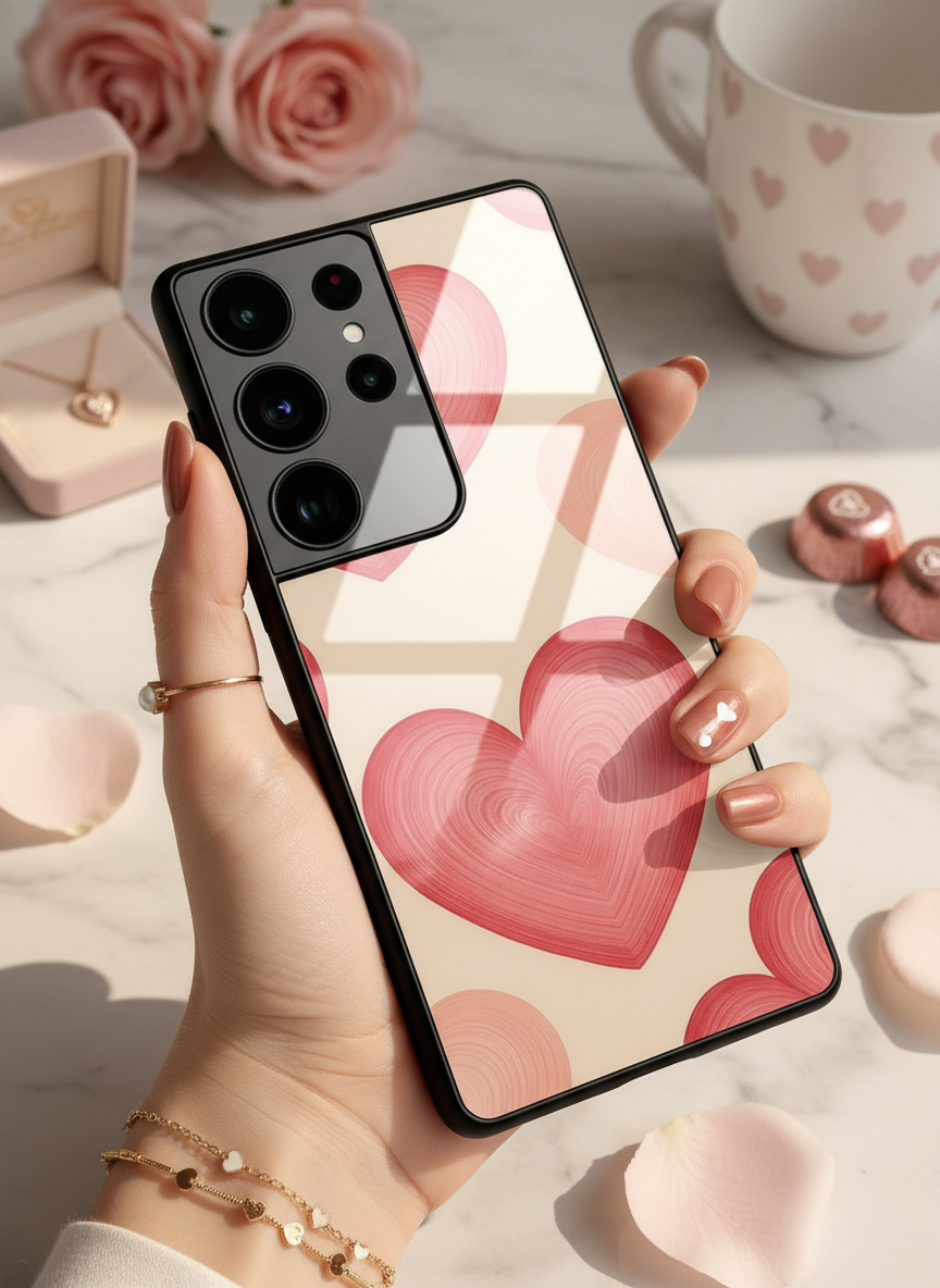 The Candy Hearts Premium Glass Back Cover For Galaxy S, A, M & F Series