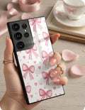 Bow Bliss Premium Glass Back Cover For Galaxy S, A, M & F Series