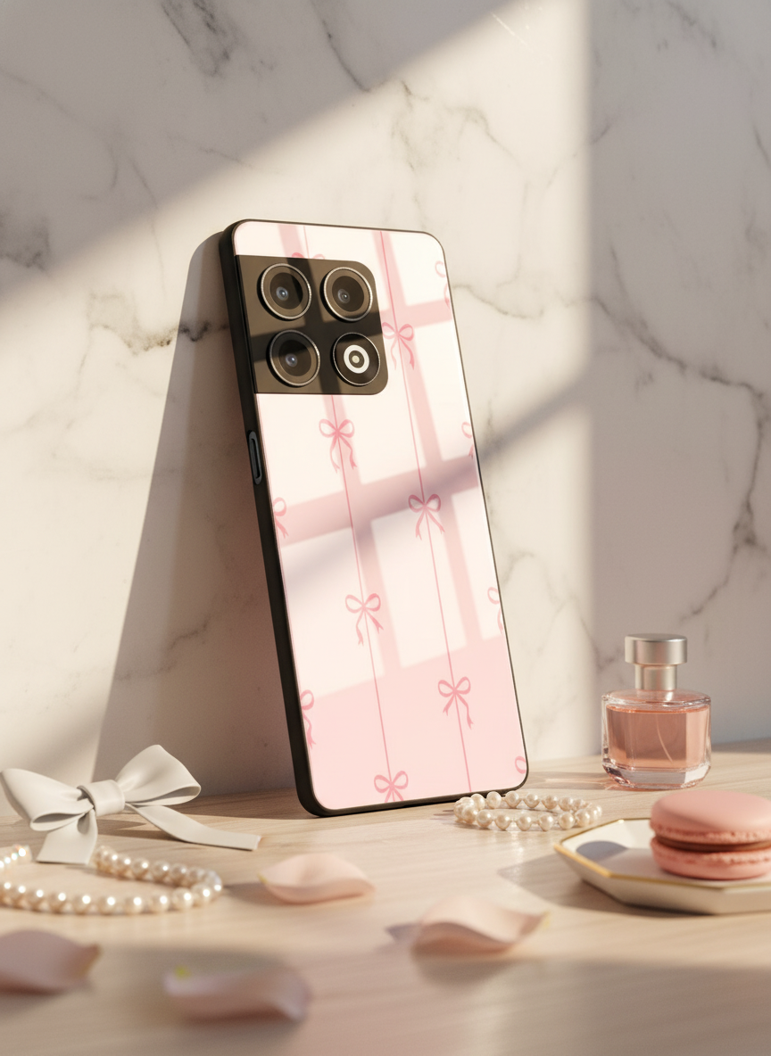 Bows Stripes Premium Glass Back Cover For One Plus 13, 12, 11, 10, Nord Series
