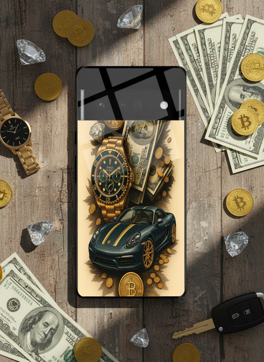 Crypto King Premium Glass Back Cover For Google Pixel 7,8,9,10 Series