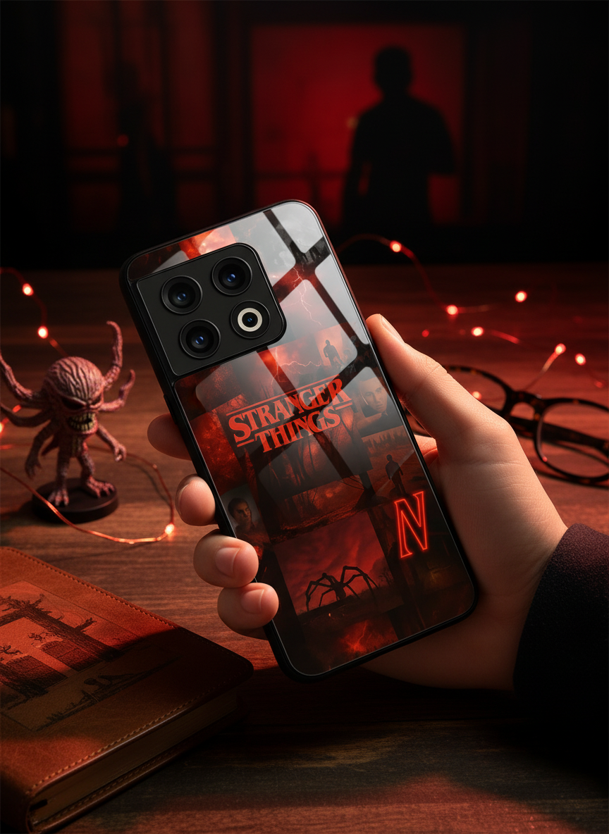 STRANGER THINGS- Red Realm Edit Premium Glass Back Cover For One Plus 13, 12, 11, 10, Nord Series